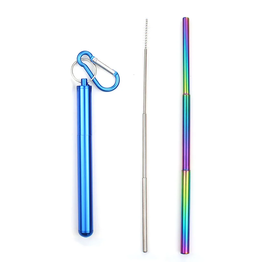 3 шт портативная Нержавеющая сталь телескопическая Серебряная Питьевая Солома