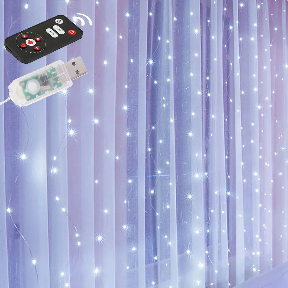 Рождественские украшения для дома 3 м 300 СВЕТОДИОДНАЯ Гирлянда-занавеска