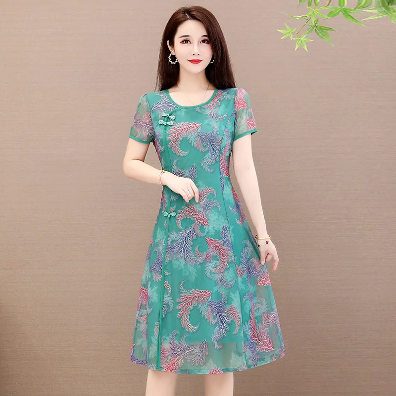 Женское шифоновое платье-трапеция до колен винтажное платье с цветочным принтом