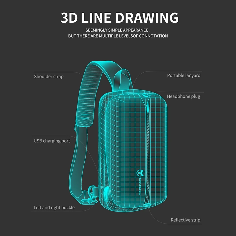 

BULLCAPTAIN USB Male Waterproof Oxford Cloth Chest Bag Shoulder Small