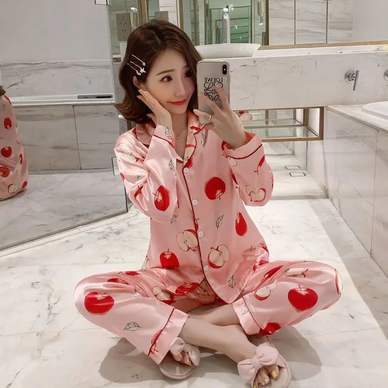 Пижамный комплект Smmoloa женский Шелковый оригинальная пижама в ленивом стиле с