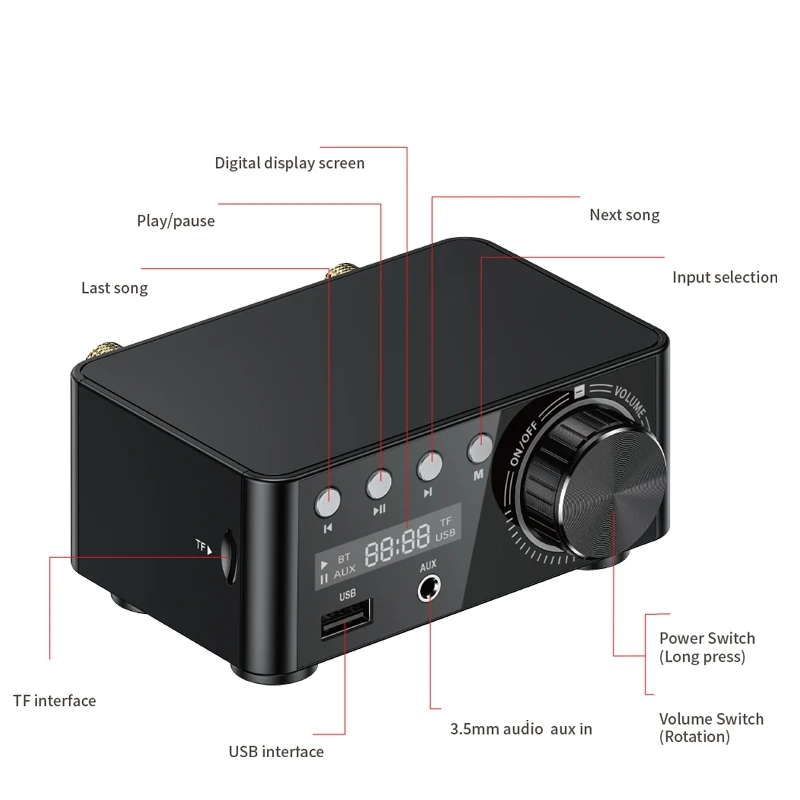 Усилитель мощности Douk Audio Mini TPA3116 50 Вт x2 Bluetooth 5 0 приемник стереоприемник для дома