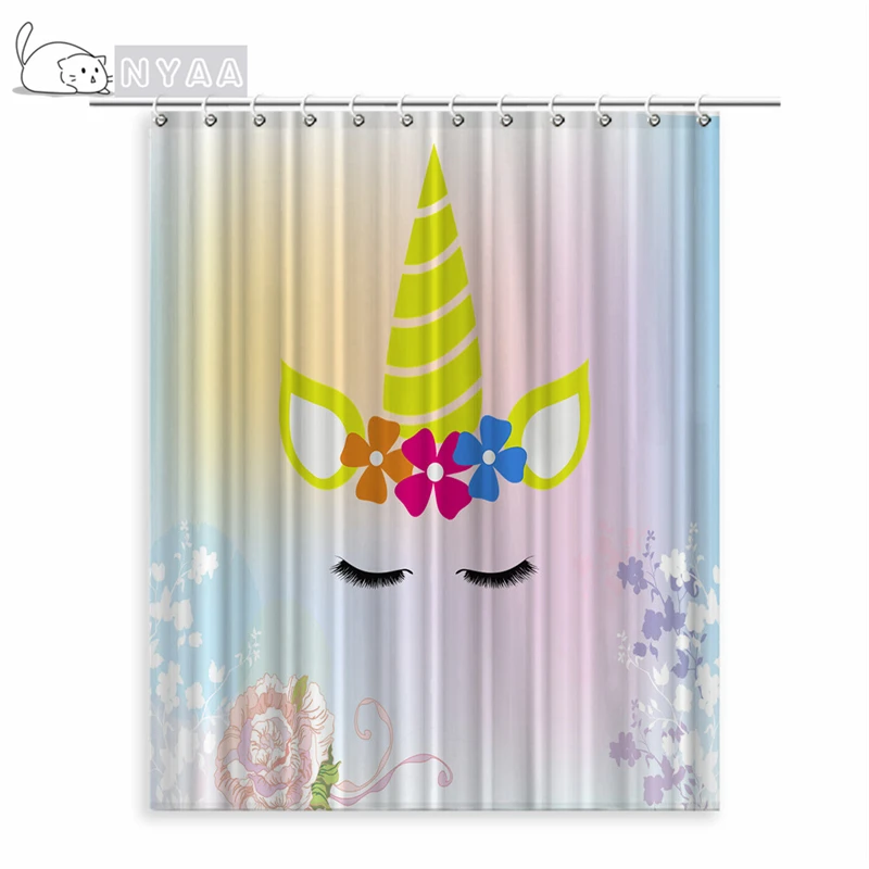 

Занавеска в ванную комнату с милым единорогом, Экологически чистая ткань, современный аксессуар, занавеска для ванной s, занавеска из полиэс...