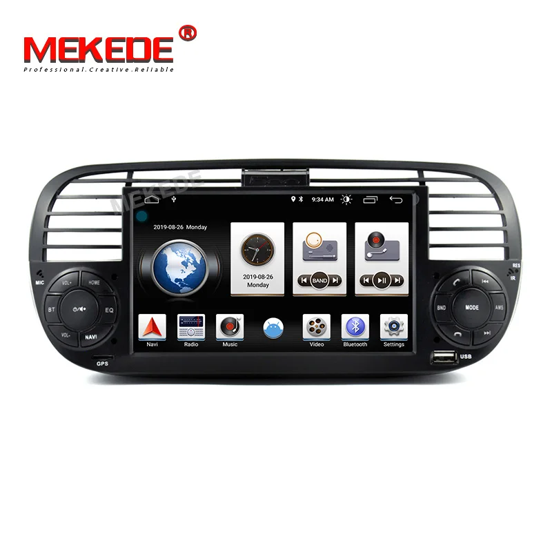 MEKEDE 1024x600 ips 7 дюймов 2G ram Android 9,0 автомобильный dvd-плеер gps для FIAT 500 аудио система автомобиля аудио gps DVD для FIAT 500 DSP