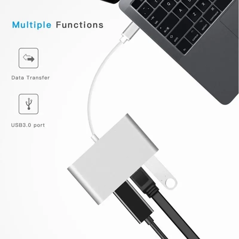 Кабель адаптер BKSCY с Usb c на Hdmi 4K Тип хаб Gigabit Ethernet RJ45 + USB 3 0 внешний разветвитель для
