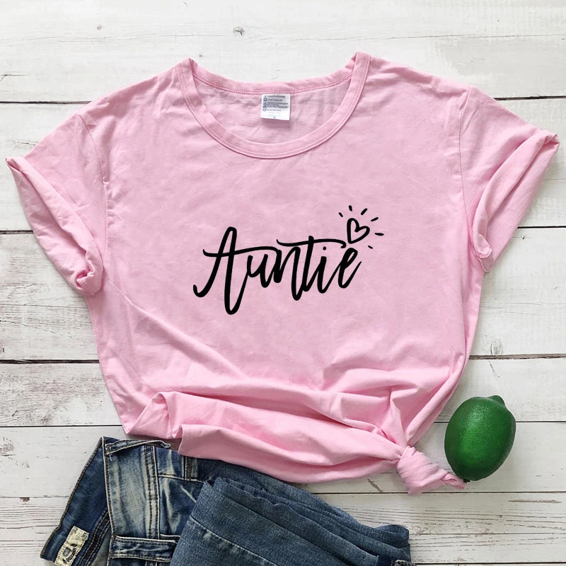 Милая женская футболка Camiseta с коротким рукавом принтом в виде тети и сердца