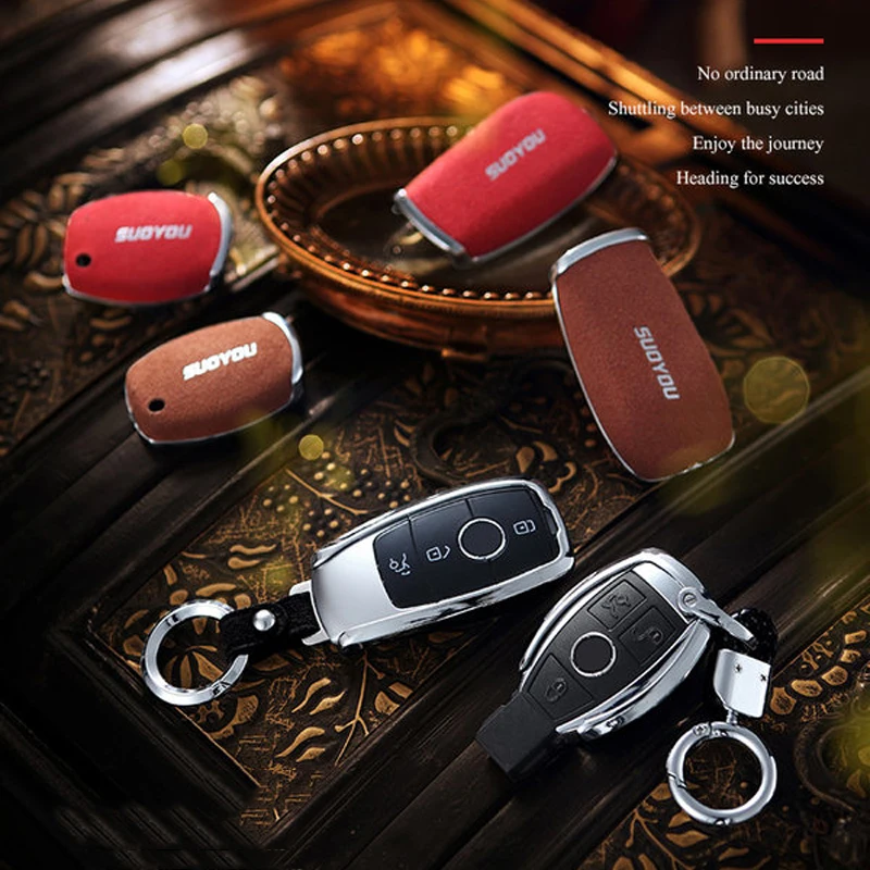 Genuine Leather Galvanized Alloy Car Key Case Cover For Mercedes Benz C Class W205 GLC GLA AMG W203 W210 W211 W124 W202 W204 | Автомобили