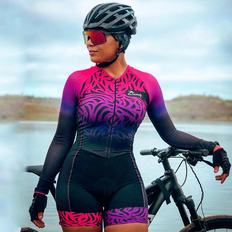 

Bicyle Triathlon Little Monkey Suit Cycling Jumpsuit 2021 Summer Breathable Long Sleeve Women's Mountain Bike Cycling Clothing