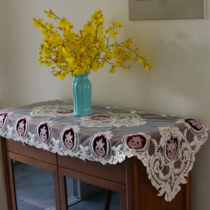 Современная атласная красная скатерть для стола с вышивкой в виде флага