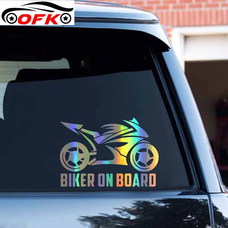 

Cool Motorcycle Sticker Biker on Board Reflective Car Stickers Moto Auto Decal Funny JDM Vinyl on Car Styling