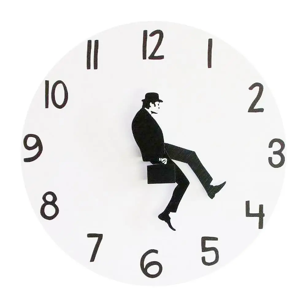 

British Comedy Inspired Ministry Of Silly Walk Wall Clock Comedian Home Decor Novelty Wall Watch Funny Walking Silent Mute Clock