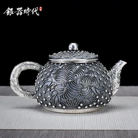 silver age wire inlay handmade sterling silver 999 silver bead kettle single kung fu tea tea pot home silver pot