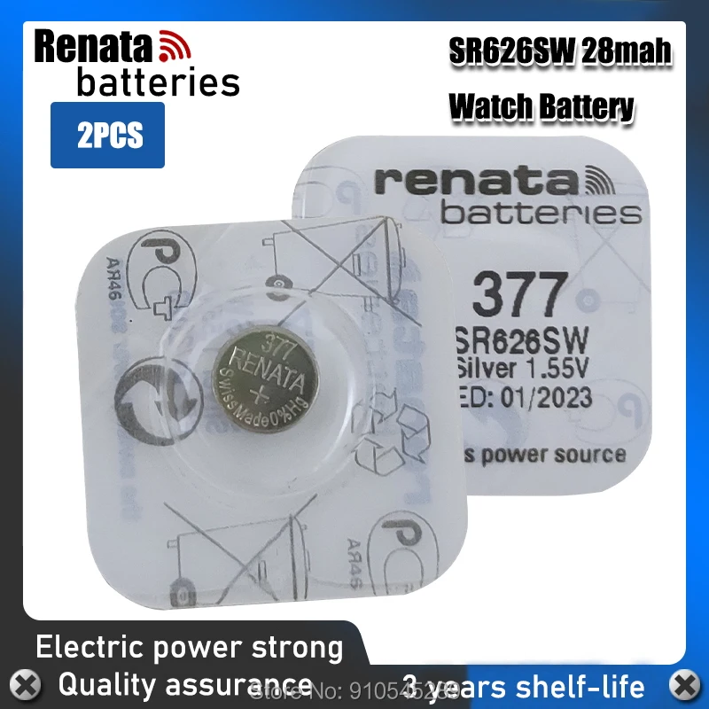 2 шт. серебристо-Оксидные батарейки для часов renata 377 SR626SW 626 1 55 в % оригинальный
