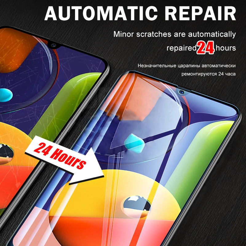 2 в 1 Гидрогелевая пленка для Samsung Galaxy A51 A71 A50 A70 Защитная экрана на Ssmsung A30 A40 A80 A90 A20E