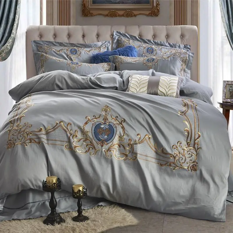 4 шт египетского хлопка Queen King size Роскошные цвета: золотистый Серебристый Серый