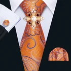 Модные дизайнерские оранжевые шелковые галстуки с узором пейсли, брошь ручной работы, набор Barry.Wang, 8,5 см, галстуки на шею для мужчин, подарки для вечеринки, Прямая поставка, 2020