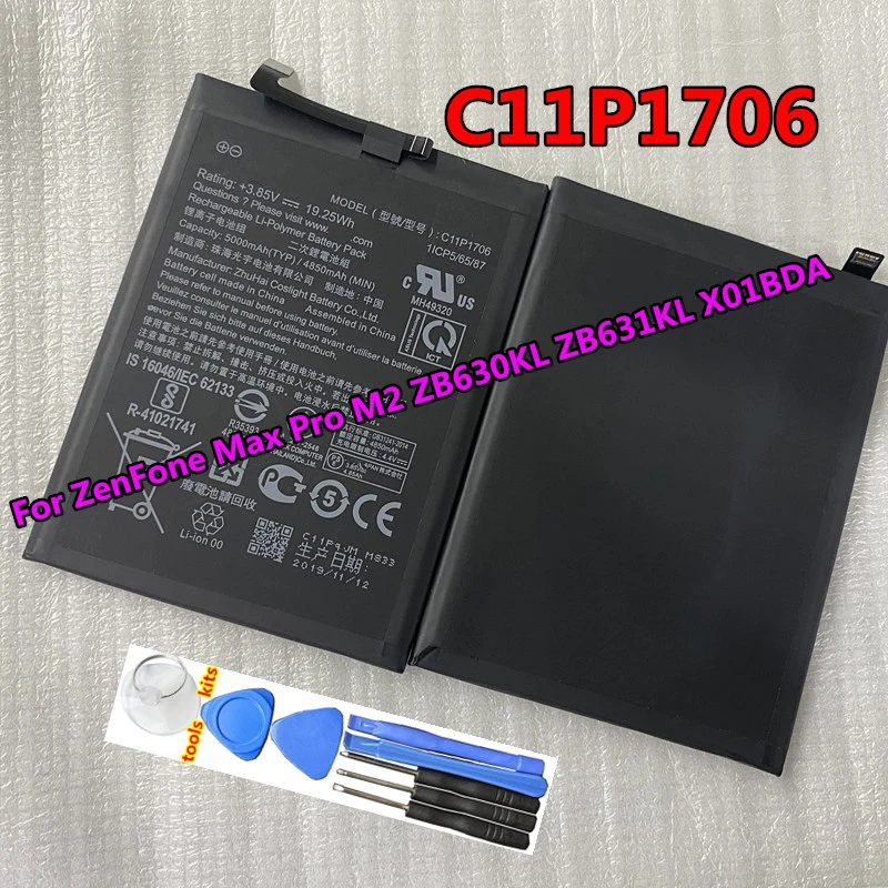 

New Original ZB602KL 5000mAh c11p1706 Battery For ASUS ZenFone Max Pro M2 ZB630KL ZB631KL X01BDA Batteries