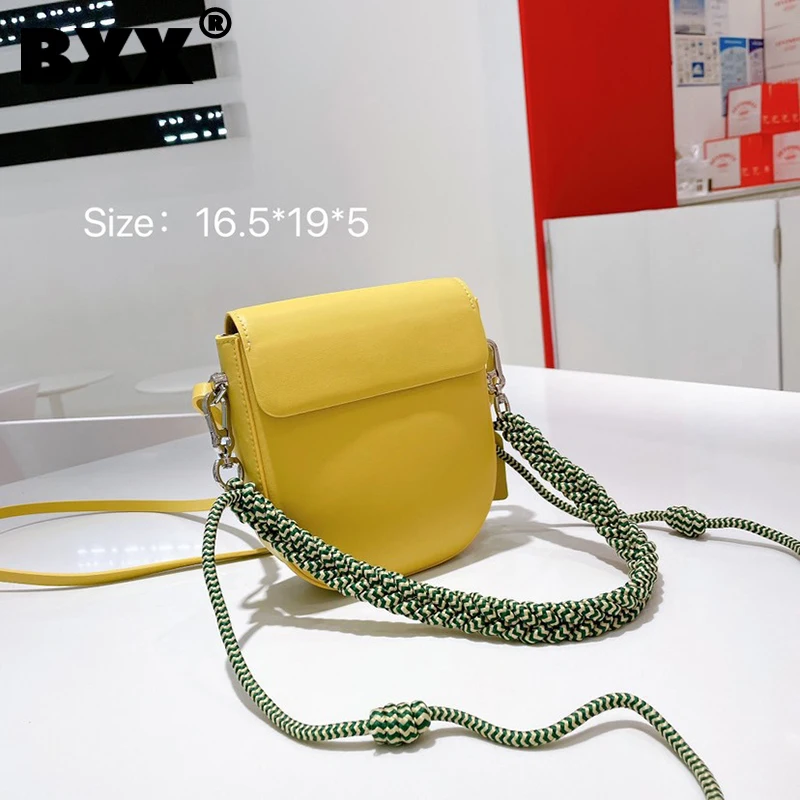 

[BXX] Women New Pure Color Retro Cowhide Thick Rope Small Square All-match Crossbody Shoulder Bag Fashion Trending 2021 GF0176