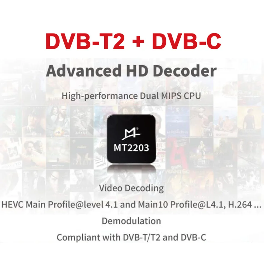 Европа 10 бит HEVC DVB T2 H.265 трансляционный тюнер преобразователь 265 ТВ Декодер
