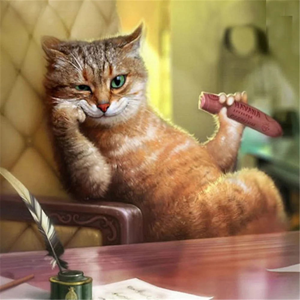 Вышивка крестиком 11 карат с изображением животного и кота|Упаковка| |