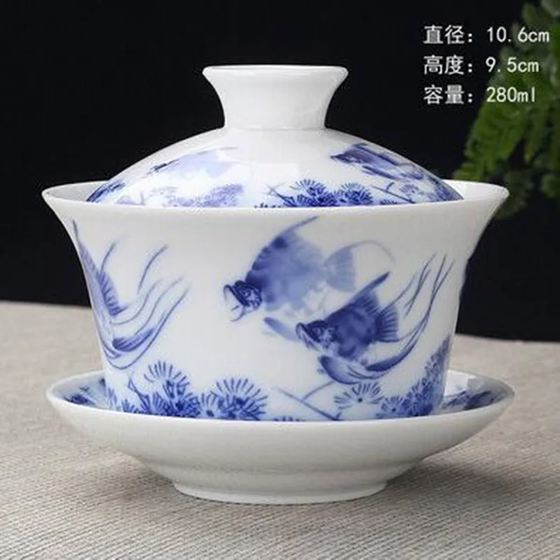 2020 китайский чайный сервиз Gaiwan кунг фу белая женская синяя и фарфоровая чайная
