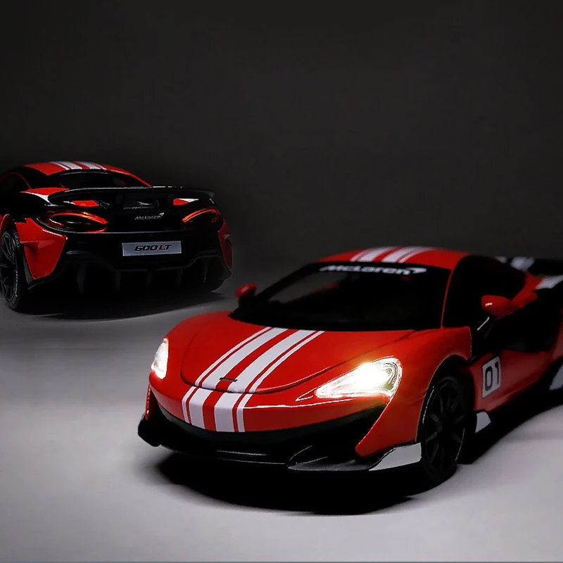

Simulation 1:32 Alloy Mc laren 600LT Supercar Toy Model Metal Die Cast Sound Light Pull Back Sports Model Vehicle Toy Kids Gift