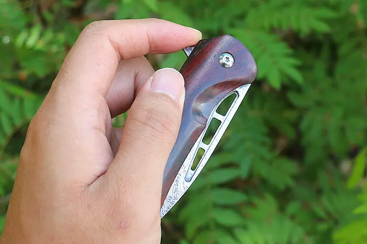 Охотничий нож Free Wolf FW34 складной карманный резец из дамасской стали с деревянной