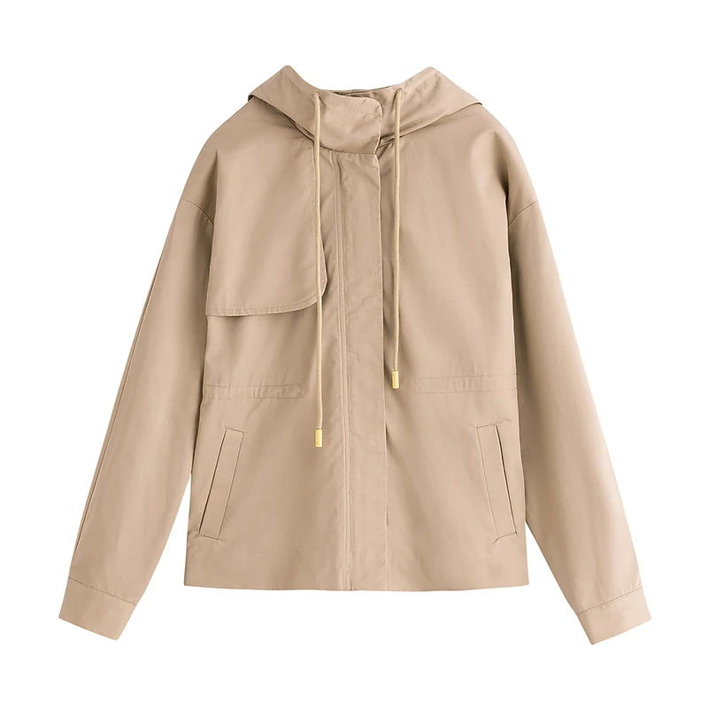 

INMAN Spring Work Jacket Short Loose Hooded Retro Hong Kong Style Versatile Cotton Women's Coat