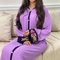 jellaba kaftan dress women 2021 embroidery floral long sleeve fashion button dubai hijab elegant female hooded long dresses