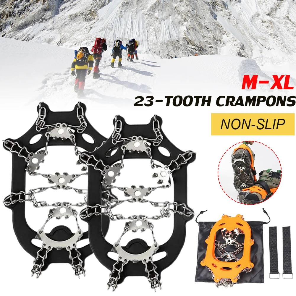 

Ice Cleats Snow Grips with 23 Spikes Crampons Anti-Slip Ice Snow Gripper Traction Cleats for Ice Walking Hiking Fishing Non-slip