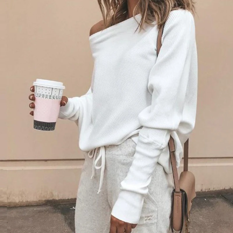 Модный женский однотонный пуловер с длинным рукавом повседневный Вязаный топ