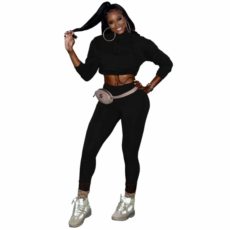 

Fashion Casual Women's Solid Color Long-Sleeved Jacket+Trousers Two-Piece Slim Pant Sets 2021 Winter New Sportswear Suit S-2XL