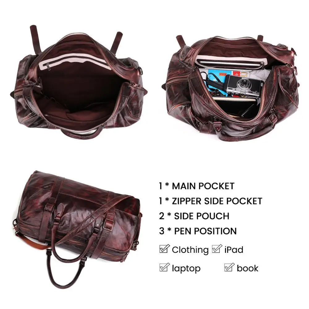 Мужская Дорожная сумка JOGUJOS из натуральной кожи вещевой мешок чемодан на плечо