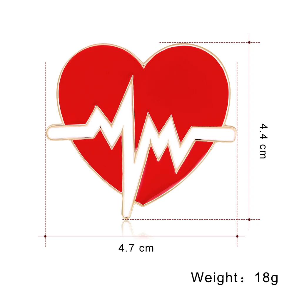 

RINHOO Heart-shaped ECG Brooch Red Love Heart Enamel Pin For Hospital Doctors Nurses Medical Jewelry Lapel Pins Badge Girls Gift