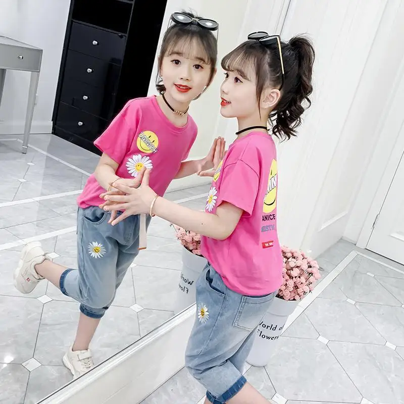 Детский летний комплект из шорт и рваных джинсов на возраст 6 8 10 12 лет|Комплекты