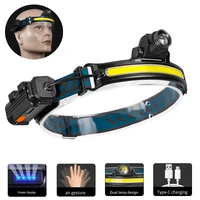 induction cob led headlamp 6 mode with battery headlight rechargeable waterproof head light zoom camping tent lamp fishing light