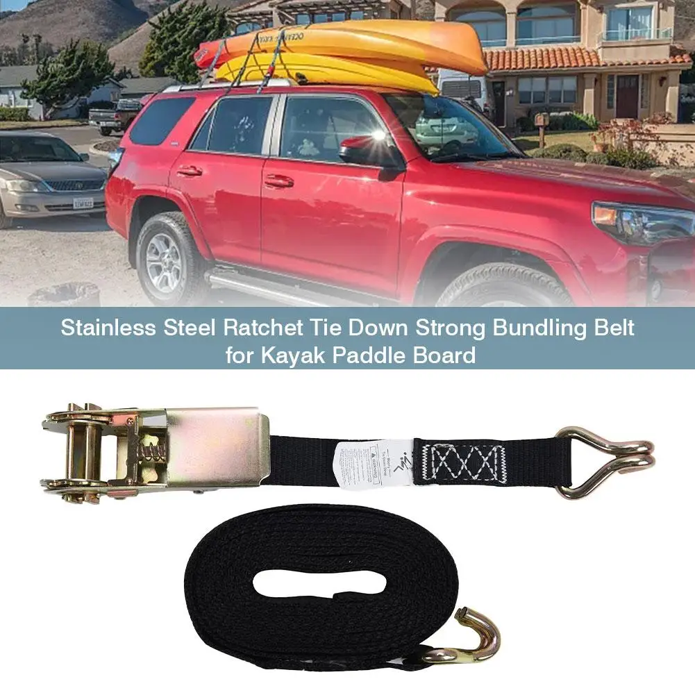 

1x12 Strap With Hook Tight Rope Strap For Roof Rack 500 Lb Load Stainless Steel Ratchet Strap Car Roof Lashing Equipment