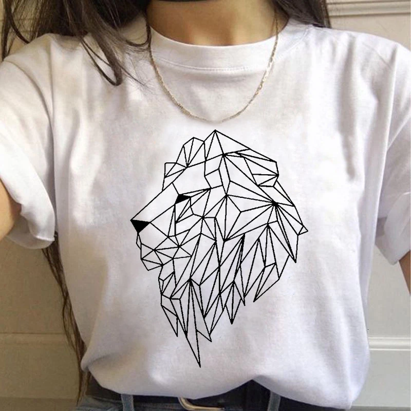 

Women Graphic Cute Summer Spring 90s Style Casual Fashion Aesthetic Geometric animal head Print Female Clothes Tops Tees Tshirt