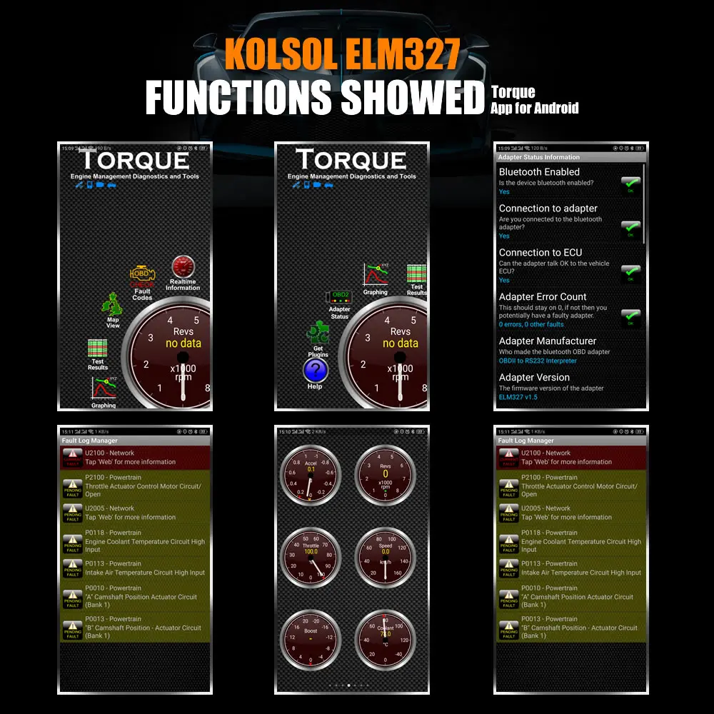 KOLSOL ELM327 Bluetooth OBD2 сканер V1.5 ELM327 с переключателем, модифицированным для Ford CH340+ 25K80 чип HS-CAN/MS-CAN