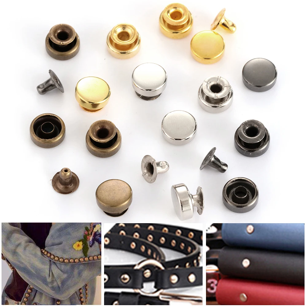 50 комплектов 7 мм 9 круглые заклепки для гвоздей двойные плоские ремни ремешок