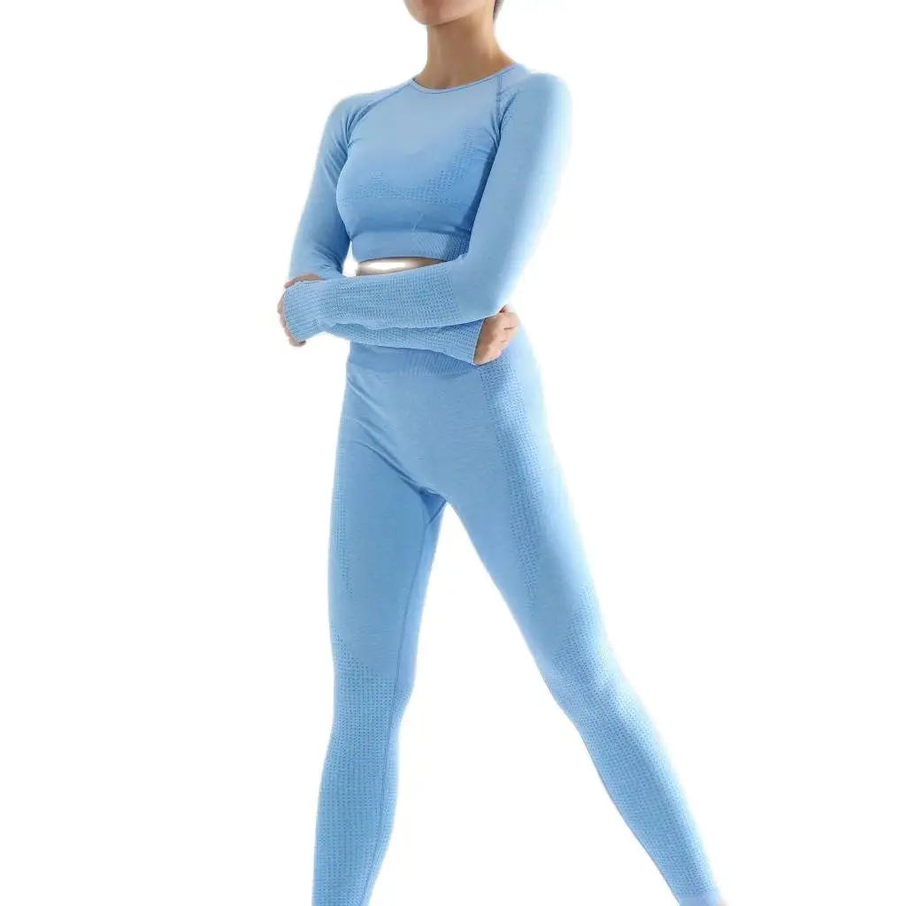 

Three-piece winter seamless yoga suit carry buttock exercise clothing long-sleeved toning fitness pants + bra female outfit