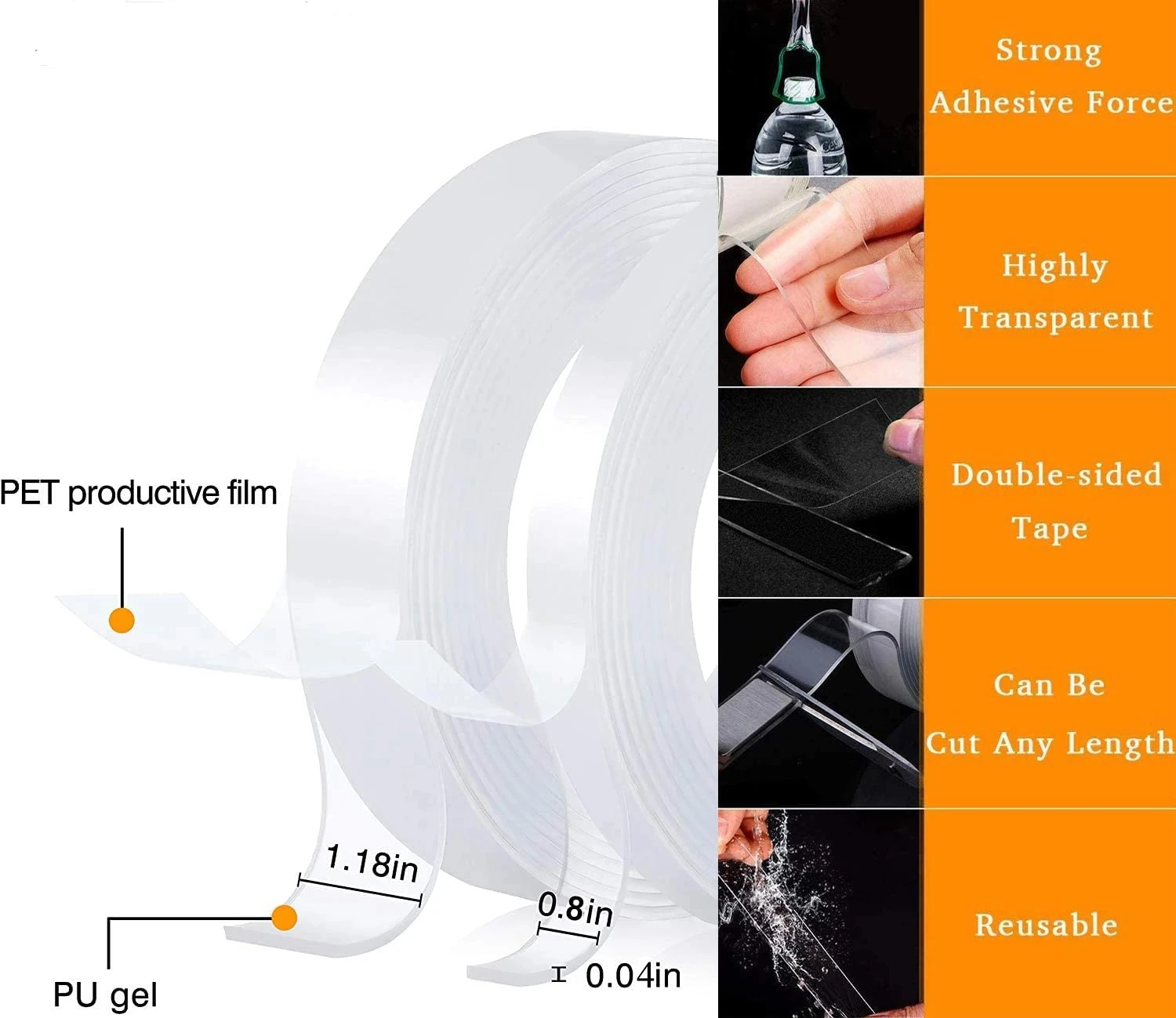 Traceless Tape 1/2/3/5m Reusable Double-Sided Adhesive Nano Tapes Removable Sticker Washable Loop Disks Tie Glue | Обустройство дома