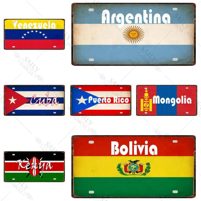 

Популярный во всем мире плакат с рисунком национального флага винтажный домашний декор для стен Канада Лондон Бразилия металлические жест...