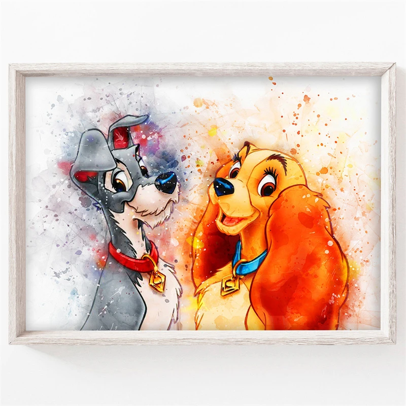 Disney Lady and The Tramp настенная Картина на холсте скандинавские постеры и принты