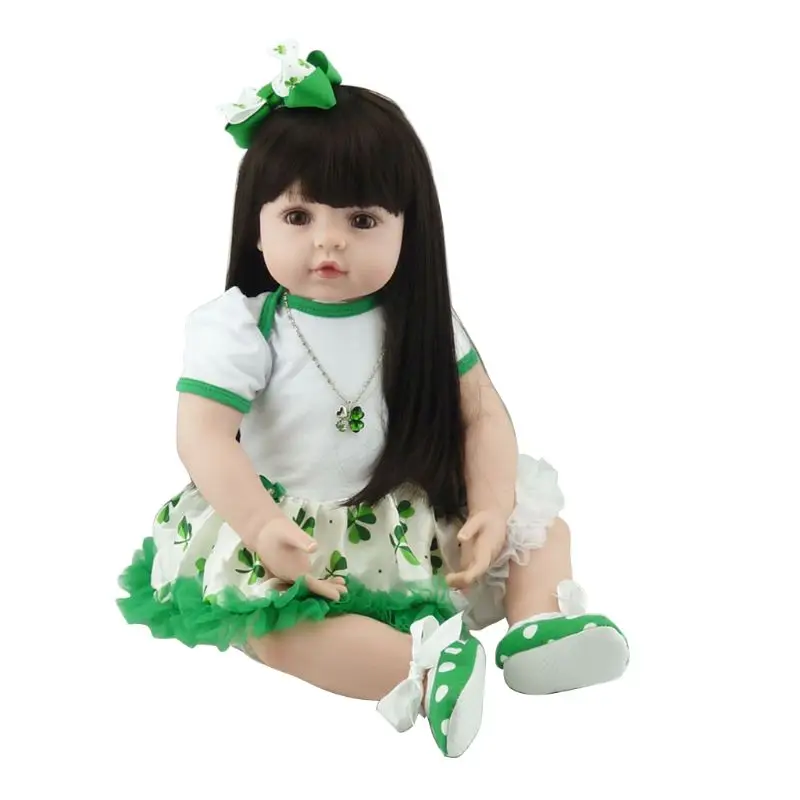 

24in Reborn Doll Realistic Soft Silicone Vinyl Newborn Babies Toy Long Hair Girl Princess Lifelike Handmade Christmas Gifts