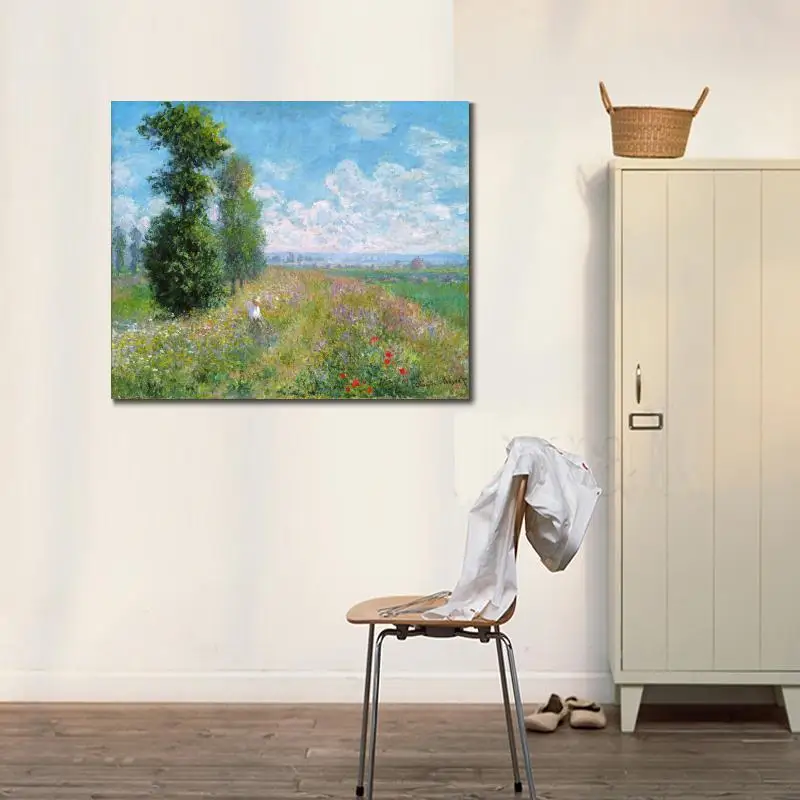 

Meadow with Poplars by Claude Monet Oil paintings reproduction Landscapes art hand-painted home decor