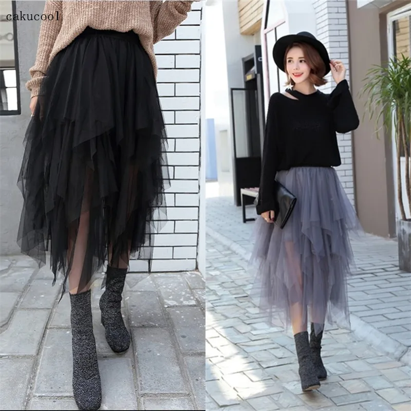 Женская юбка пончо средней длины с завышенной талией|Женские юбки| |