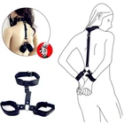 Эротическое женское нижнее белье, сексуальный Воротник-халтер для шеи, БДСМ, бондаж, фетиш, наручники для спины, SM-игрушки для взрослых, наручники для рабских ограничений, наручники