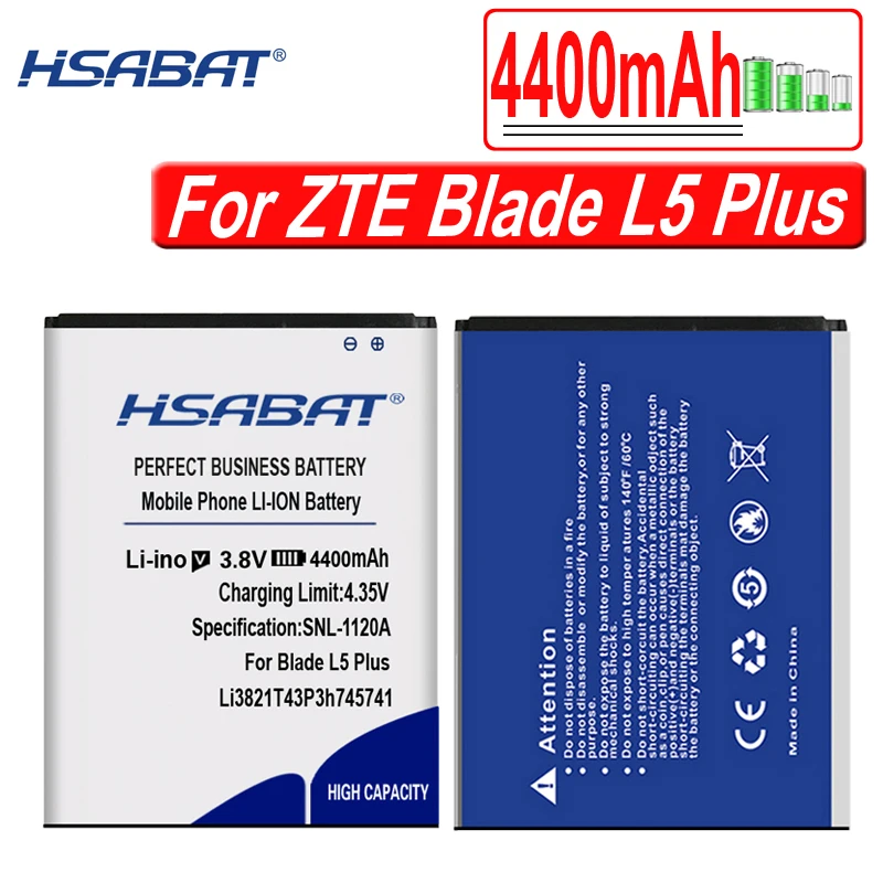 Аккумулятор HSABAT Li3821T43P3h745741 4400 мач для ZTE Blade L5 Plus аккумулятор + номер