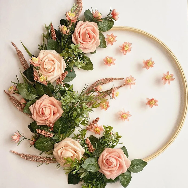 

10-40cm Hanging Wreath Rattan/Bamboo/Metal Wreath iron Ring Hoop Door for Home DIY Wreaths Easter Wedding Decoration